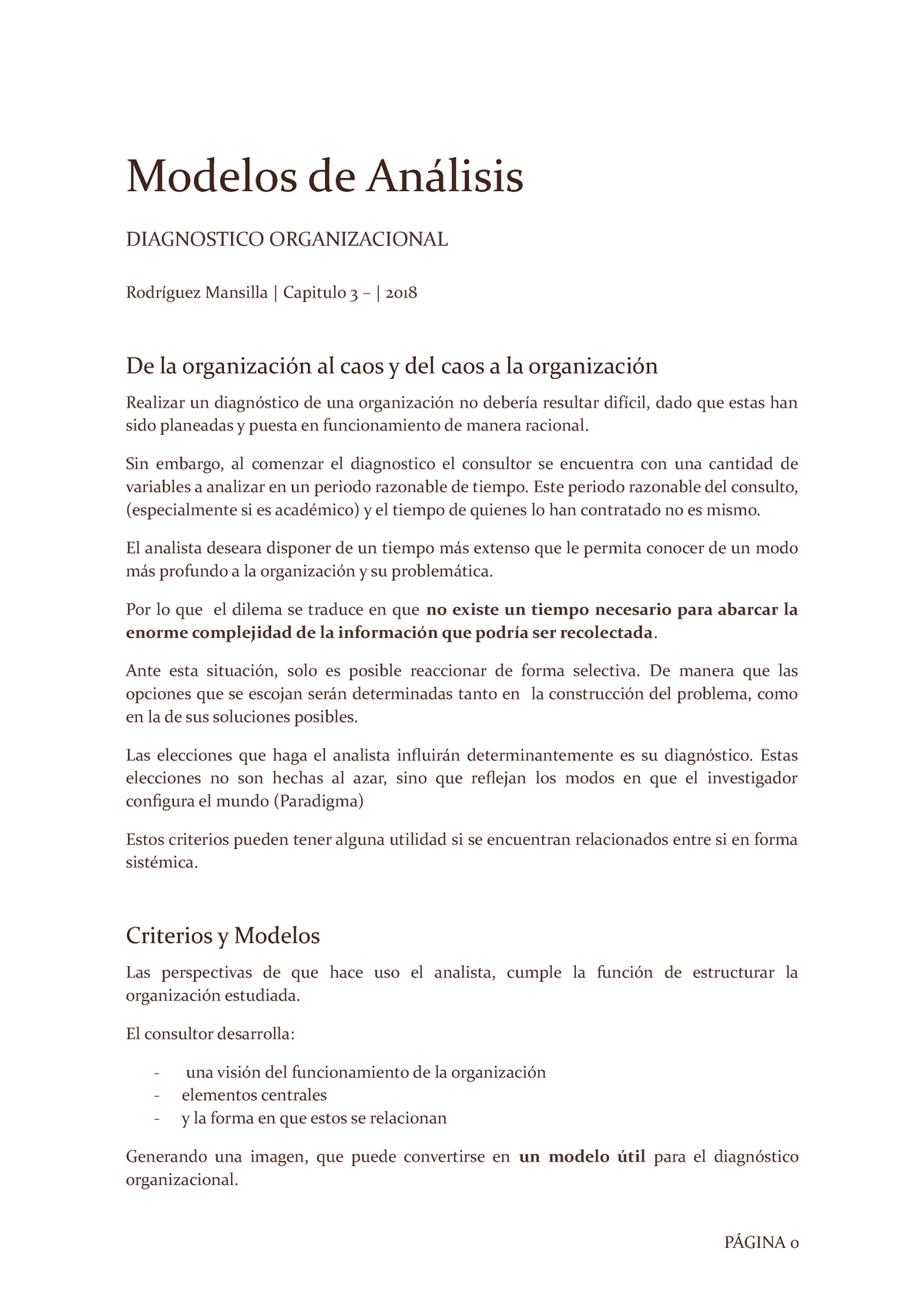 Modelos de Análisis - Capitulo 3 - Rodriguez Mansilla. docx - Modelos de  Análisis DIAGNOSTICO - Studocu