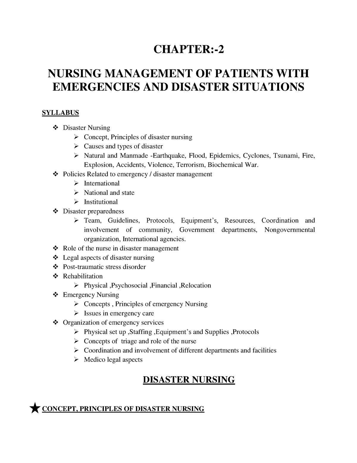 UNIT-2- Nursing Management OF Patients WITH Emergencies AND Disaster ...