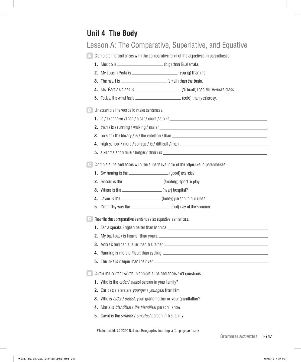 World english 3e level 2 grammar activities unit 4 lesson a - Grammar ...