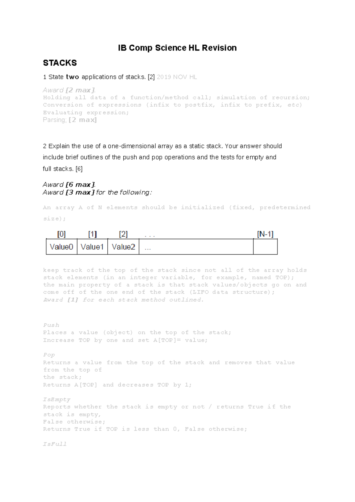 Stacks 2 - Comp - IB Comp Science HL Revision STACKS 1 State Two ...