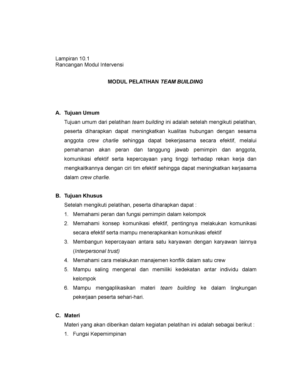 Contoh Membuat Modul Training - Lampiran 10. Rancangan Modul Intervensi ...