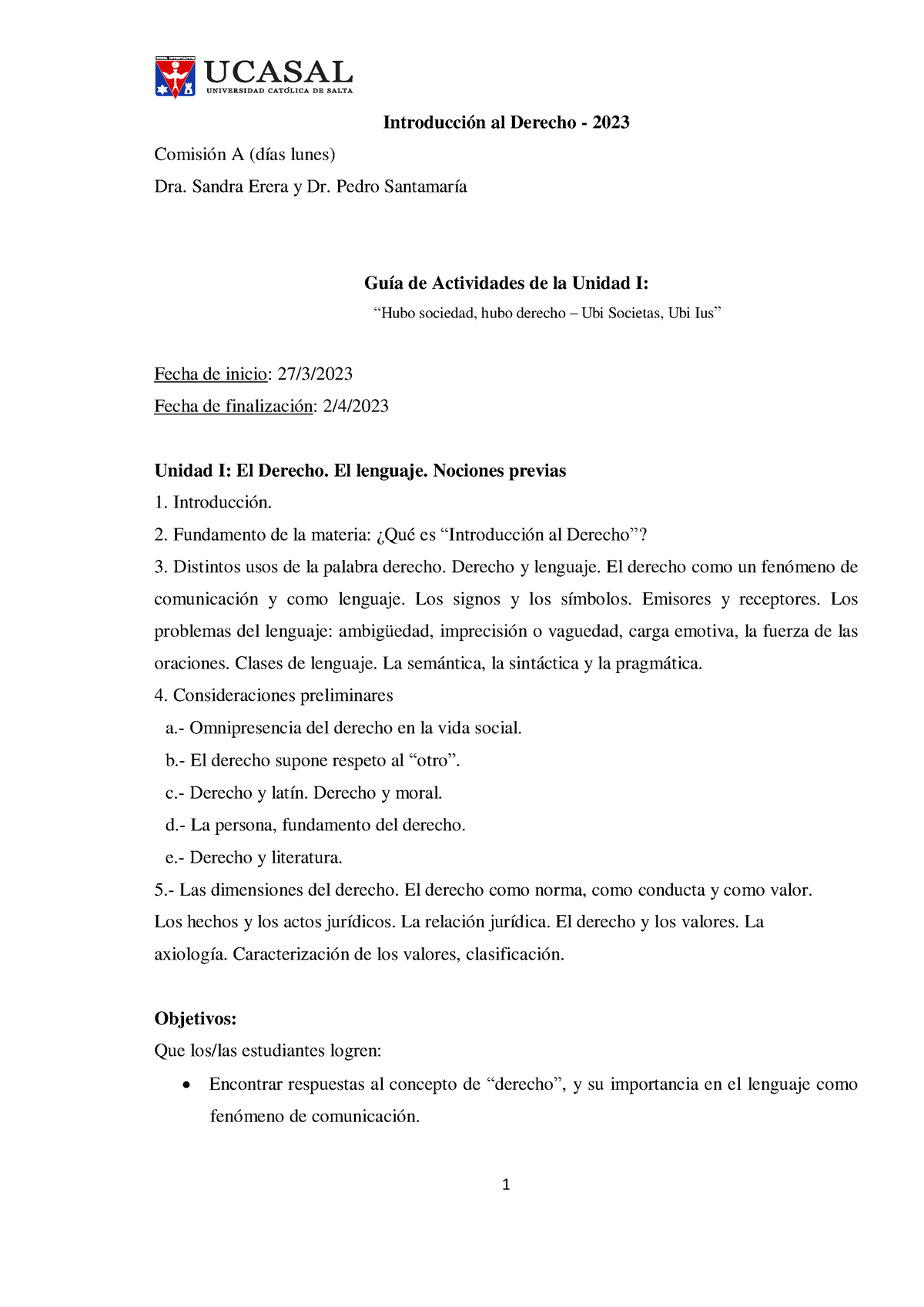 Introduccion Al Derecho 2023 - Comision A Día Lunes - Guía Clase Unidad ...