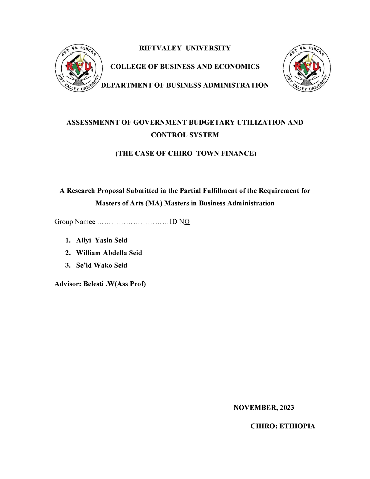 rift valley university research proposal pdf