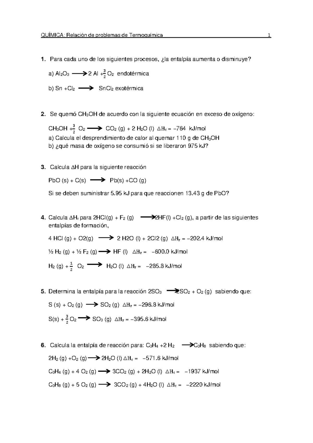 Problemas+termoquímica - QUÍMICA: Relación De Problemas De Termoquímica ...