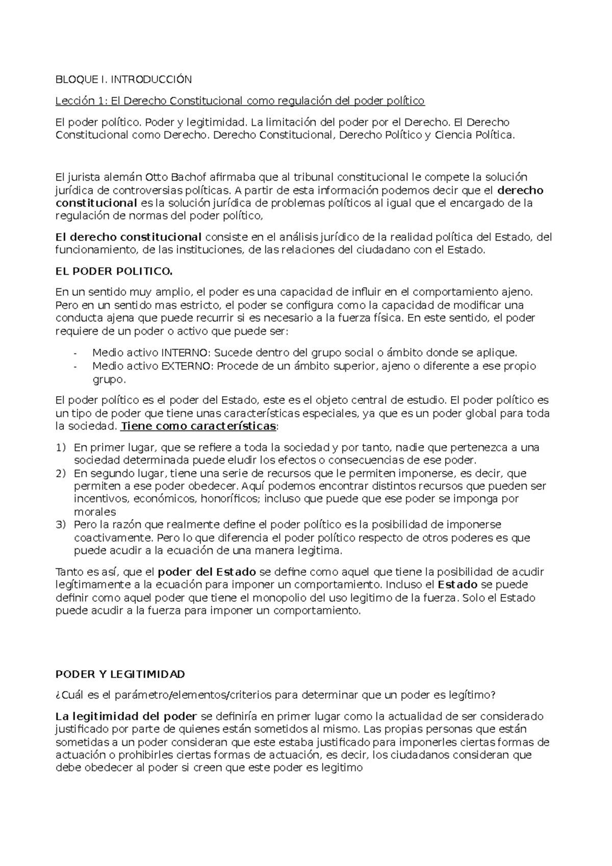 Lección 1 El Derecho Constitucional como regulación del poder político ...