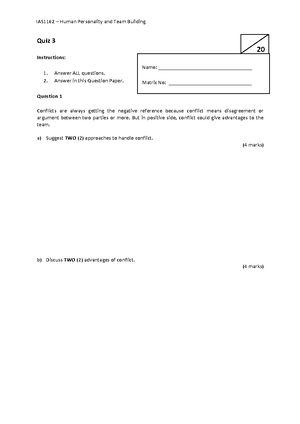 Quiz 1 - Question - Test 1 - Quiz 1 Instructions: Answer ALL questions ...