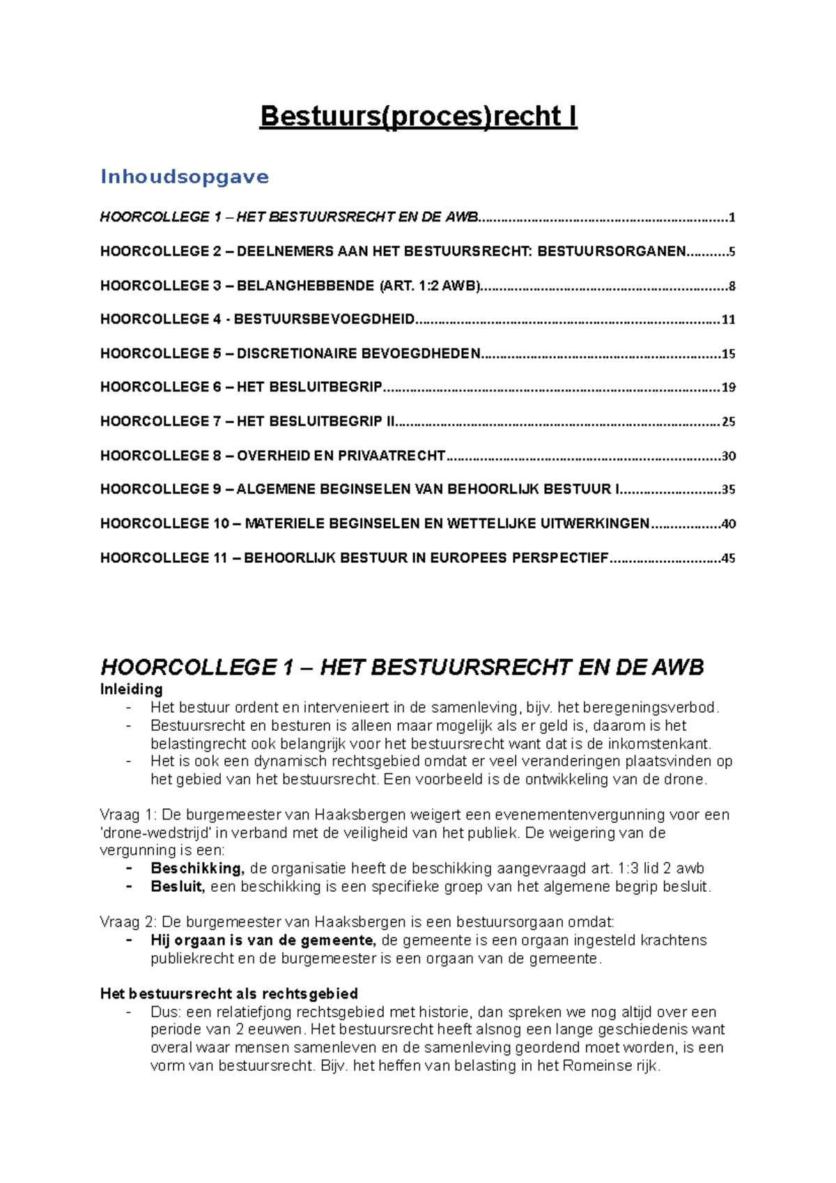 Hoorcolleges - Bestuurs(proces)recht I - Bestuurs(proces)recht I ...