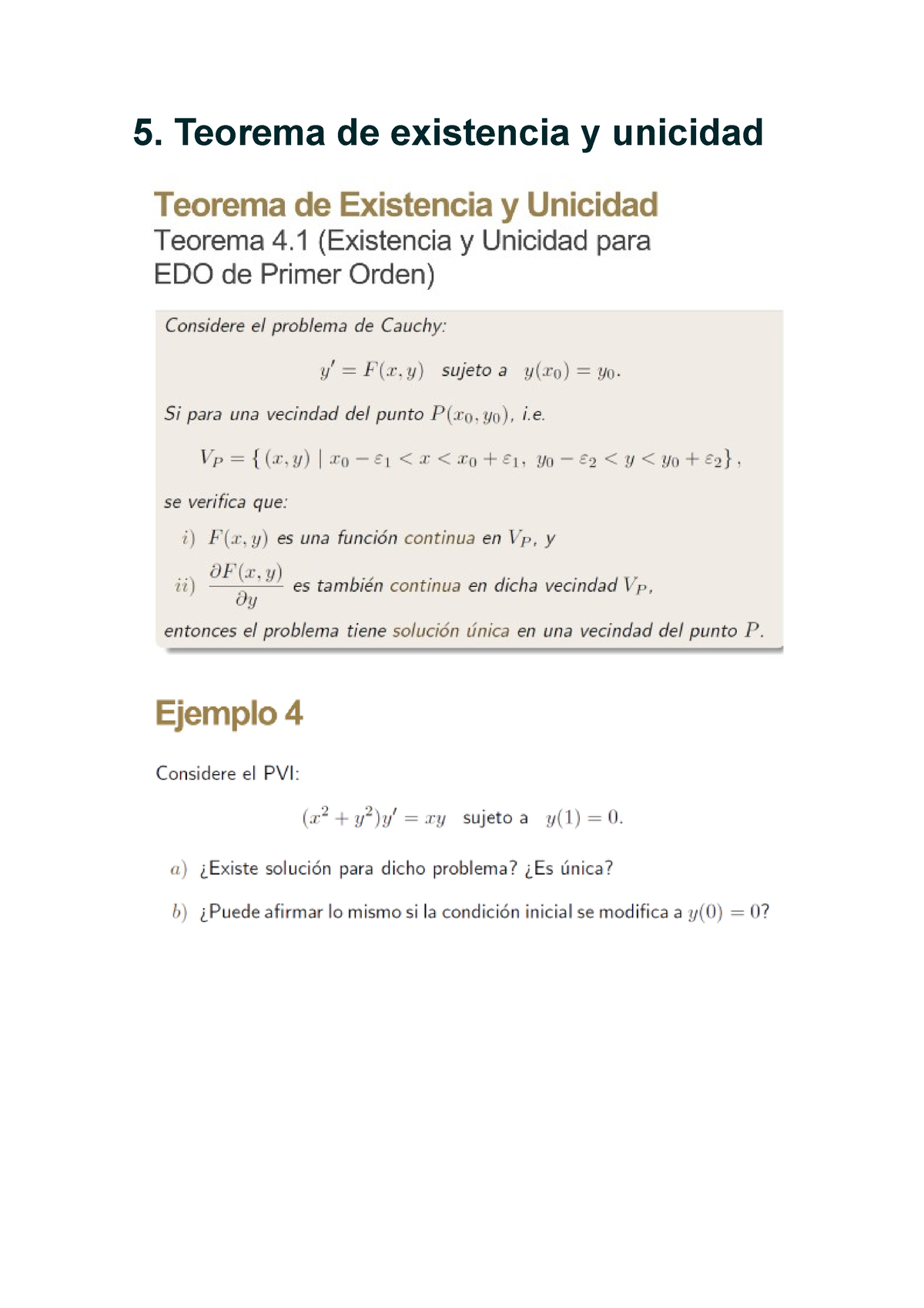 Clase 5 Teorema De Existencia Y Unicidad - Ecuaciones Diferenciales ...