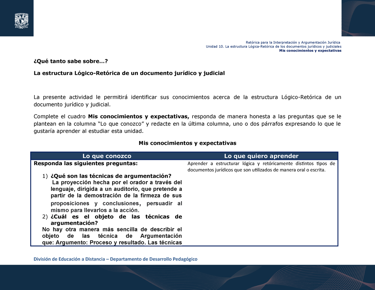 A1U10 - Cuestionario De Apoyo - Retórica Para La Interpretación Y ...