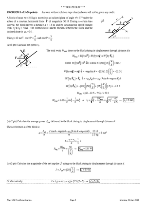 PHYS 105 PAST EXAM QUESTIONS - General Physics - Studocu