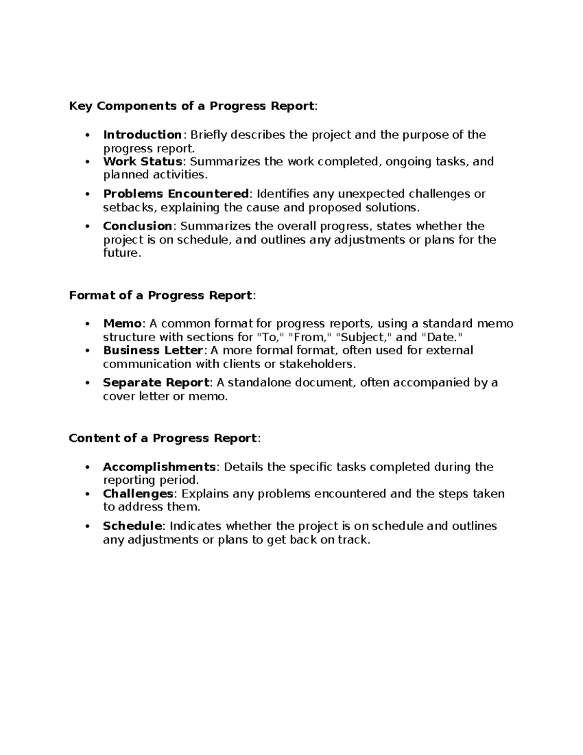 4. Key Components of a Progress Report - Key Components of a Progress ...