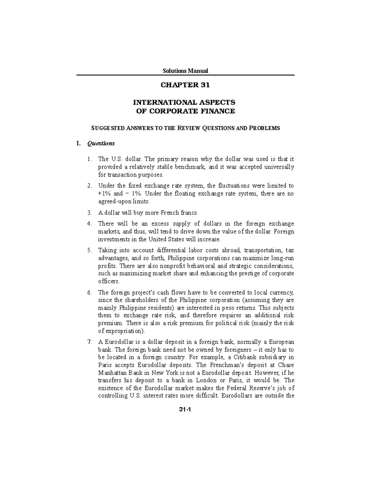 Chapter 31 - answer - Notes and solutions manual - Solutions Manual ...