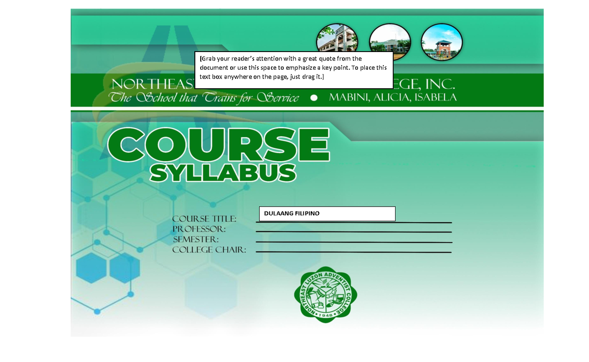 Dulaang-Filipino - Syllabus - [Grab your reader’s attention with a