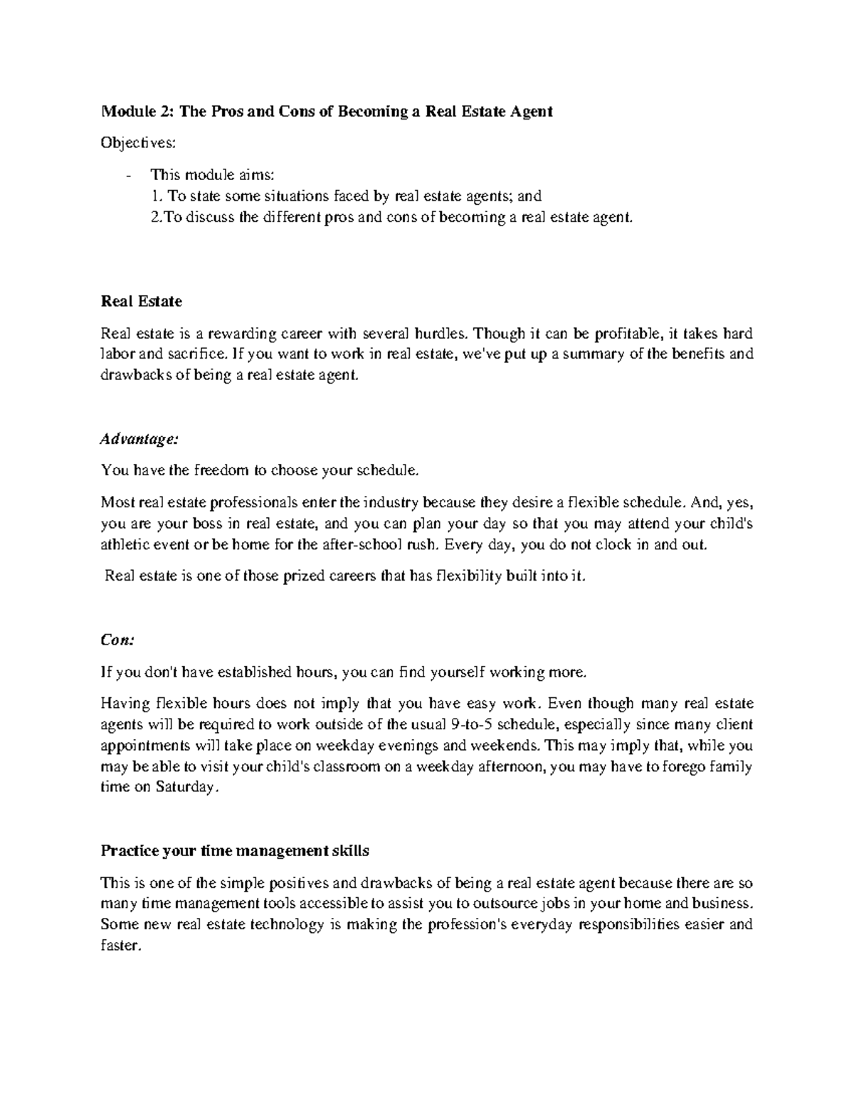 F2 (2)FNDDGSADBD - Module 2: The Pros and Cons of Becoming a Real ...