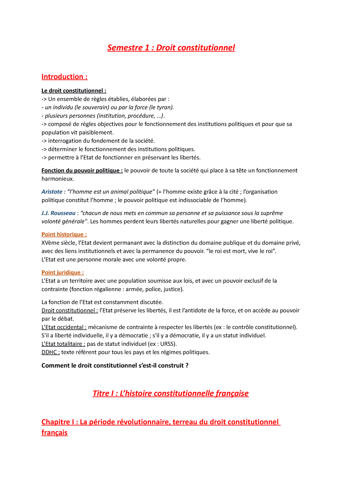 sujet dissertation droit constitutionnel l1 semestre 1