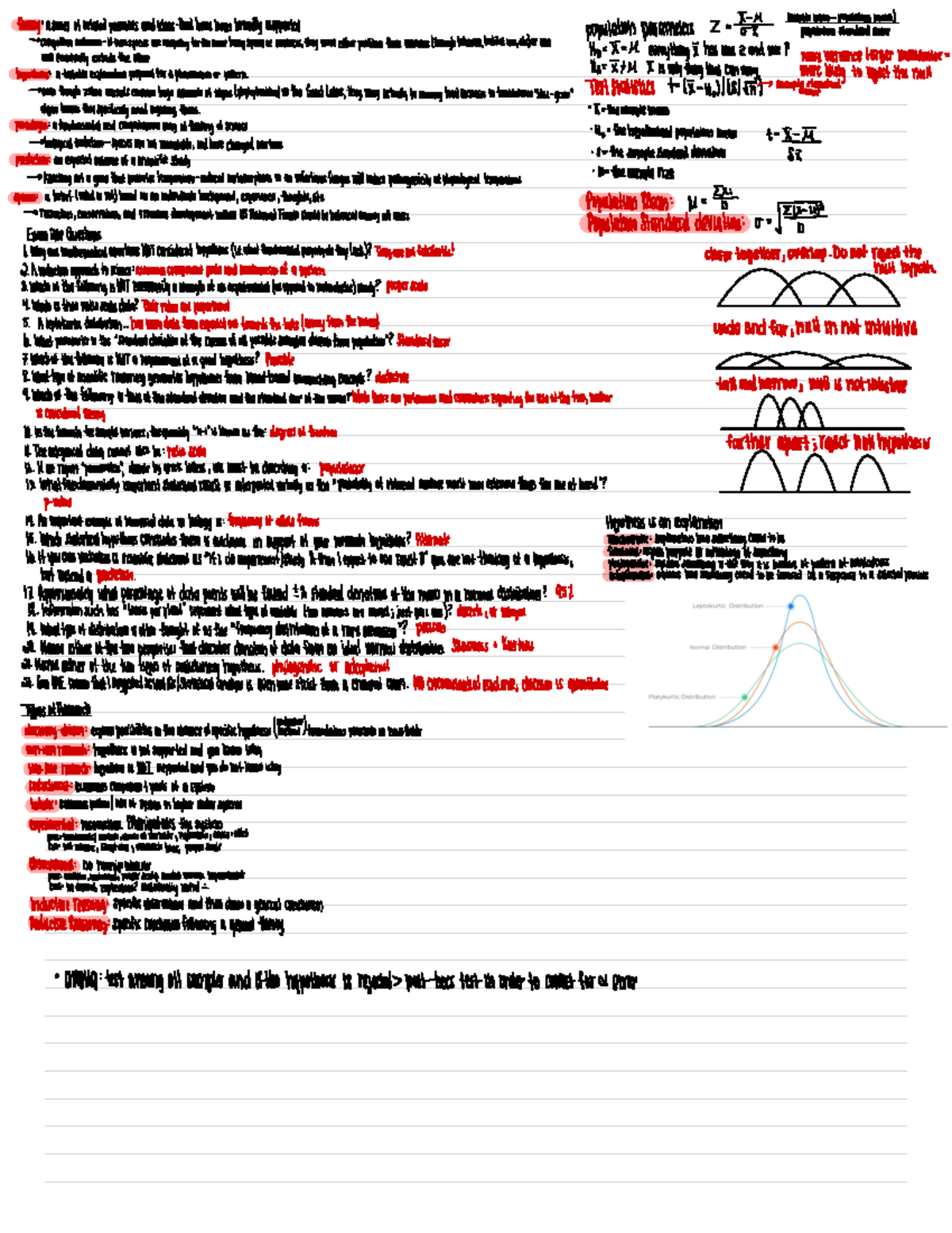 Biometry Lecture Notes STUDY GUIDE FINAL EXAM population parameters