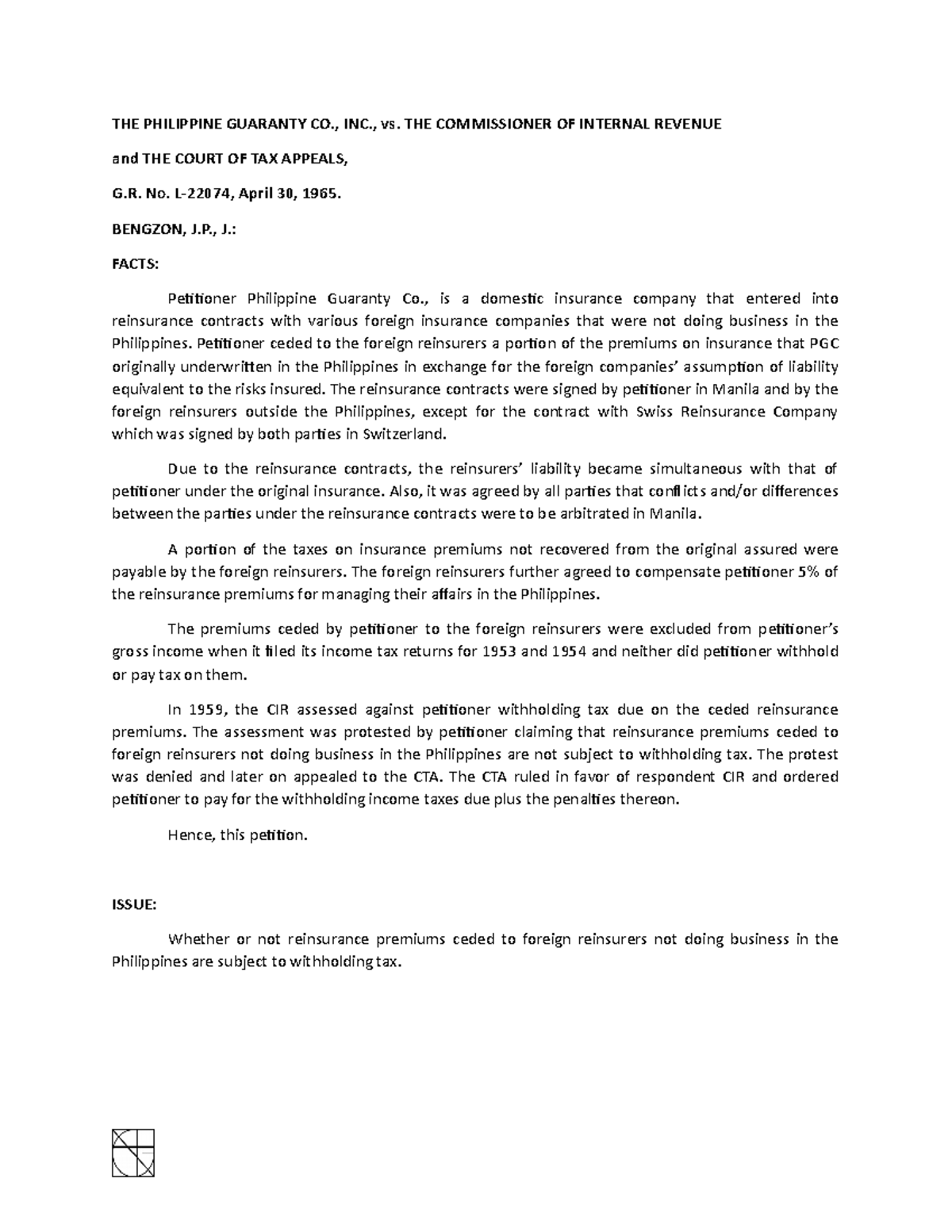COMMISSIONER OF INTERNAL REVENUE vs. BURROUGHS LIMITED AND THE COURT OF ...