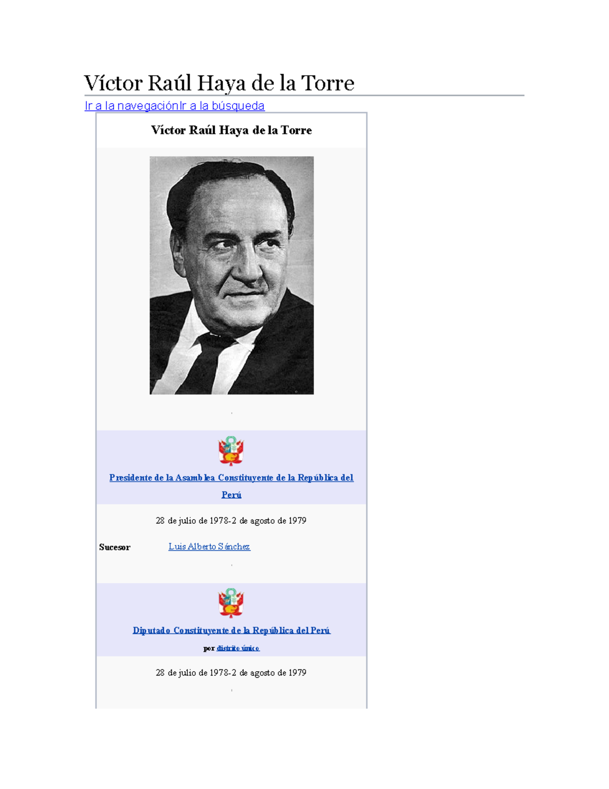 Víctor Raúl Haya de la Torre - Víctor Raúl Haya de la Torre Ir a la ...