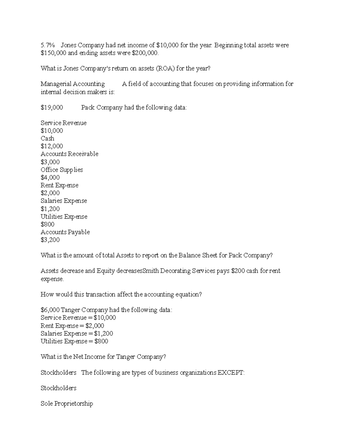Accounting 2301 (Chapter 14) 5 Jones Company had net of
