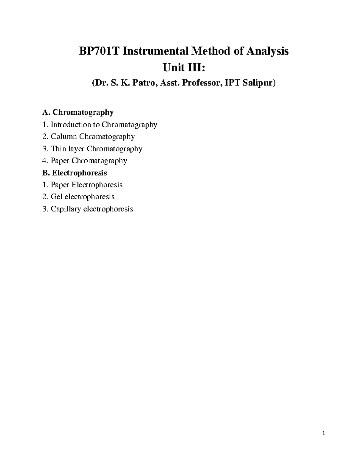 BP701T IMA III - Ima - BP701T Instrumental Method Of Analysis Unit III ...