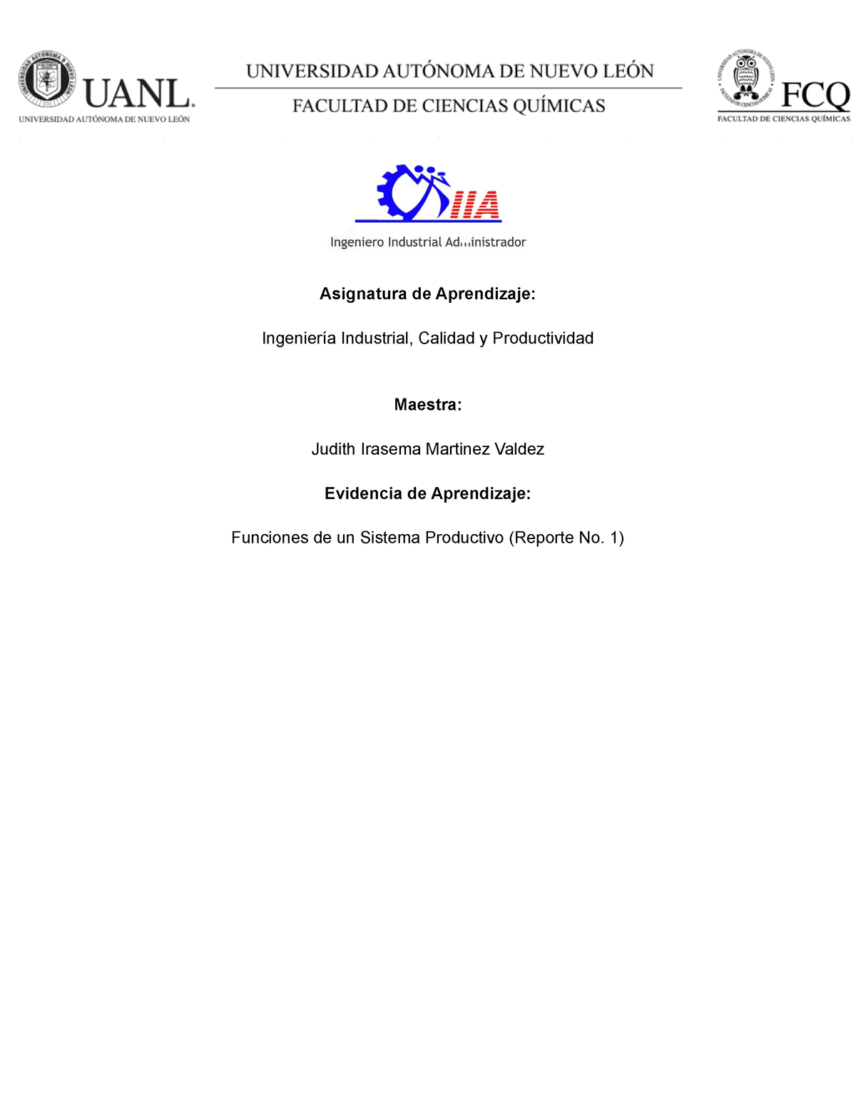 report-1-ingenieria-industrial-calidad-y-productividad-asignatura-de