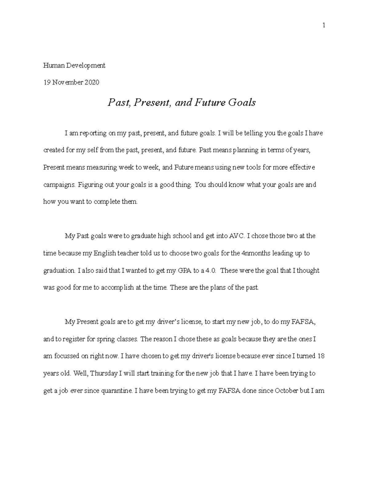 past and present life essay