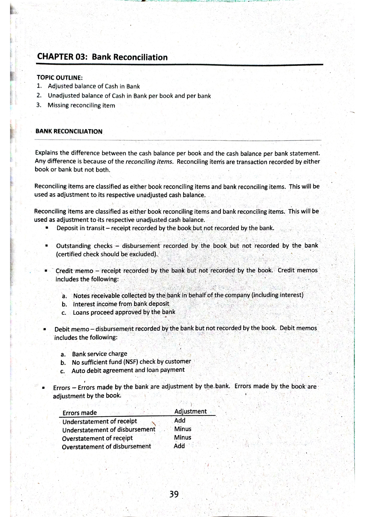 Bank Reconciliation - BS Accountancy - Studocu