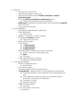 2 26 Lecture Phylum Cnidaria - Anemones, corals, jellies Non-bilateria ...