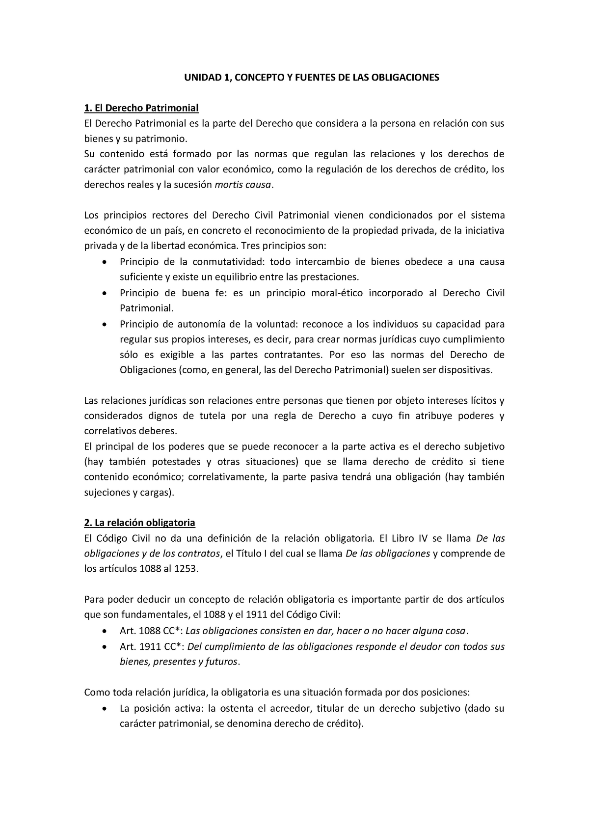 Temario Completo Derecho Civil Ii Obligaciones Y Contratos Unidad 1 Concepto Y Fuentes De Las 9375