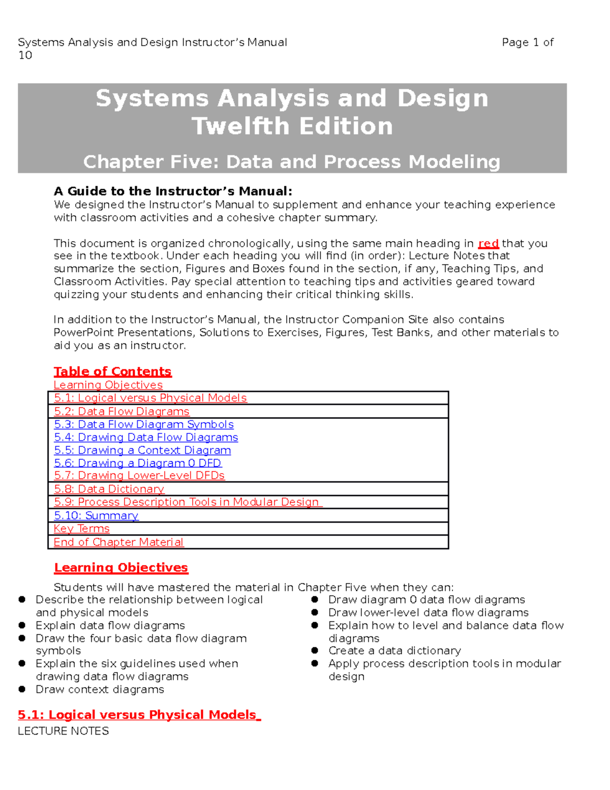 chapter5solutions - 10 Systems Analysis and Design Twelfth Edition ...
