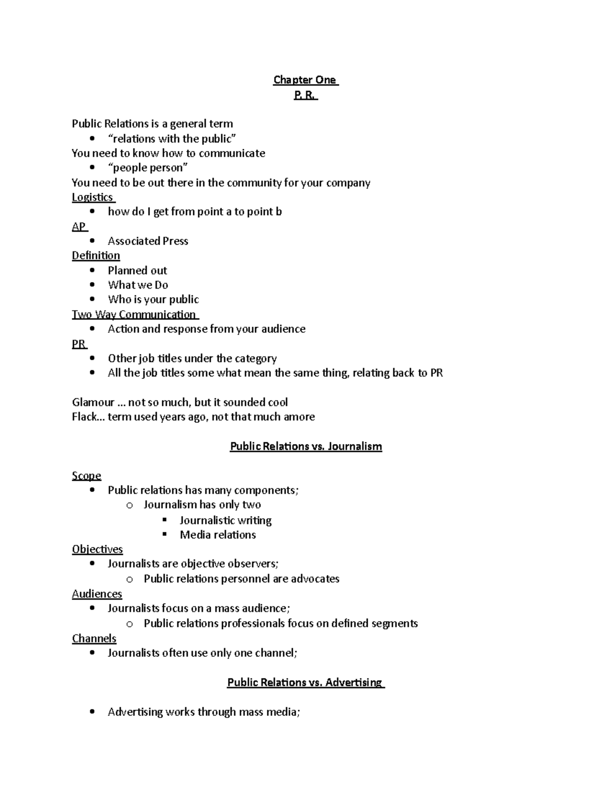 Chapters 1 - 4 - Lacey Sonderegger - Professor - Chapter One P. R ...