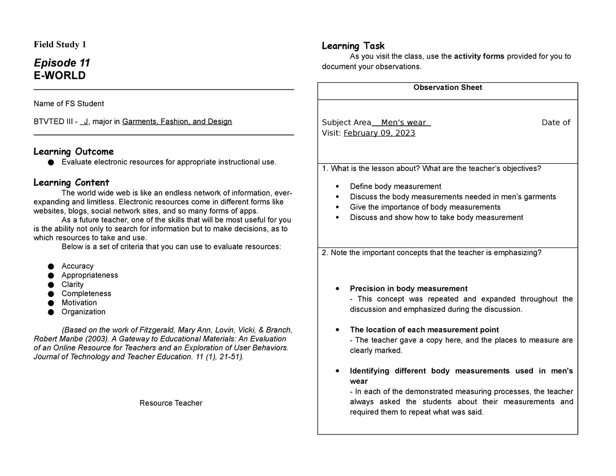 FS 1 Episode 11 AND 12 - FIELD STUDY 1 - Field Study 1 Episode 11 E ...