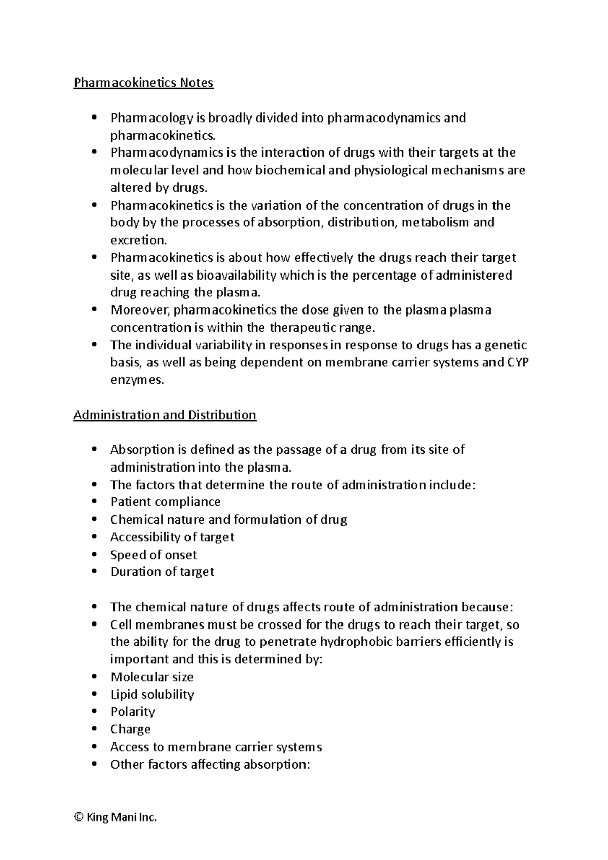 Summary - Pharmacokinetics - Pharmacokinetics Notes Pharmacology is ...
