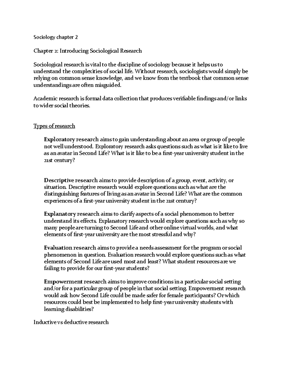 Sociology Chapter 2 - Notes - Sociology Chapter 2 Chapter 2 ...