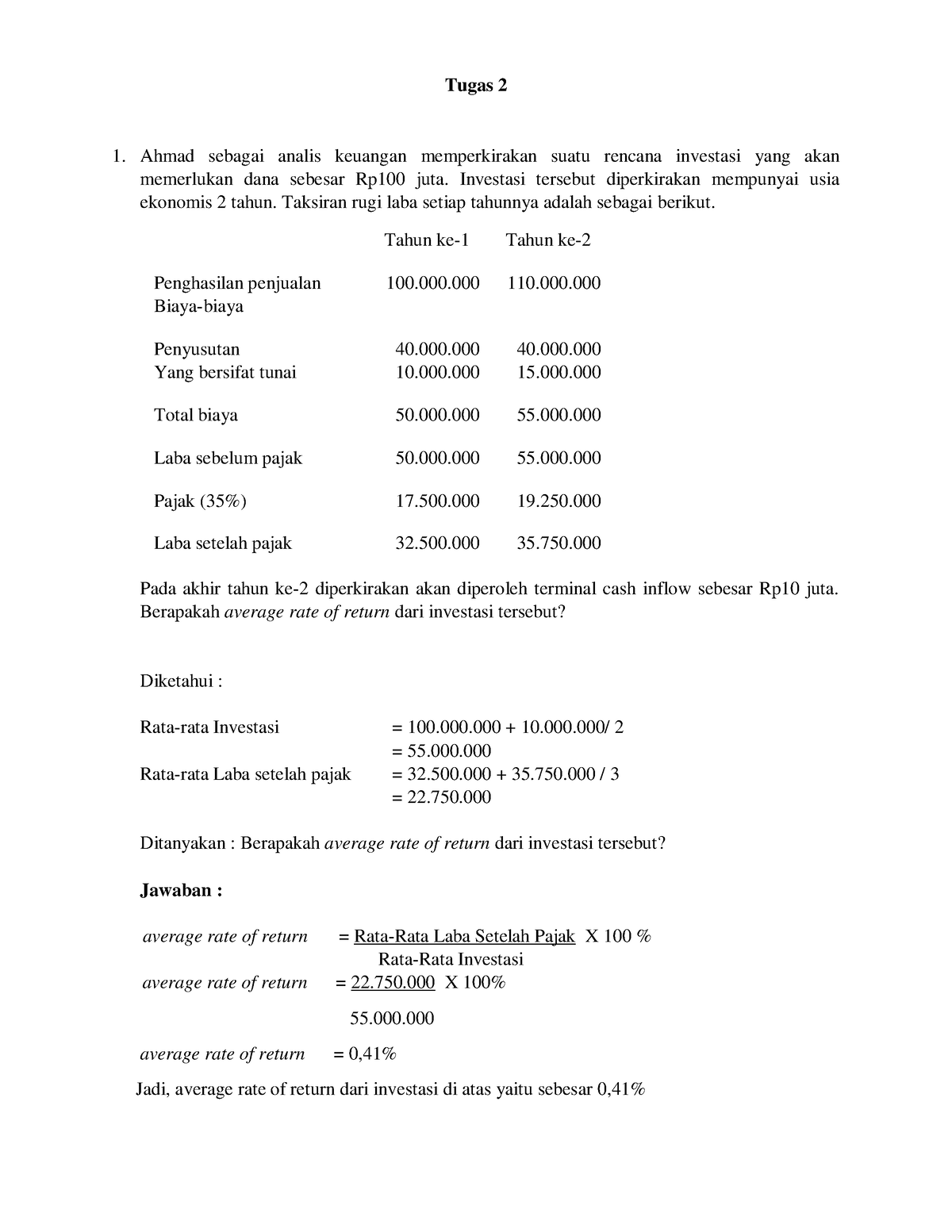 Tugas 2 Dokumen Tugas 2 Ahmad Sebagai Analis Keuangan Memperkirakan