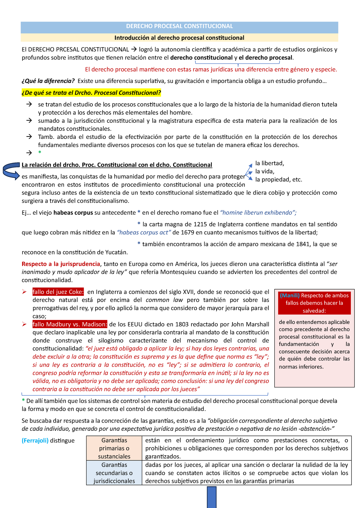 Bolilla 1 Procesal Constitucional - DERECHO PROCESAL CONSTITUCIONAL ...