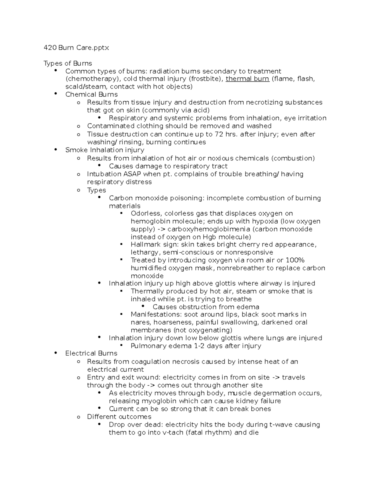 Burn injuries Dr. Altmillar Medsurg 2 420 Burn Care Types of Burns