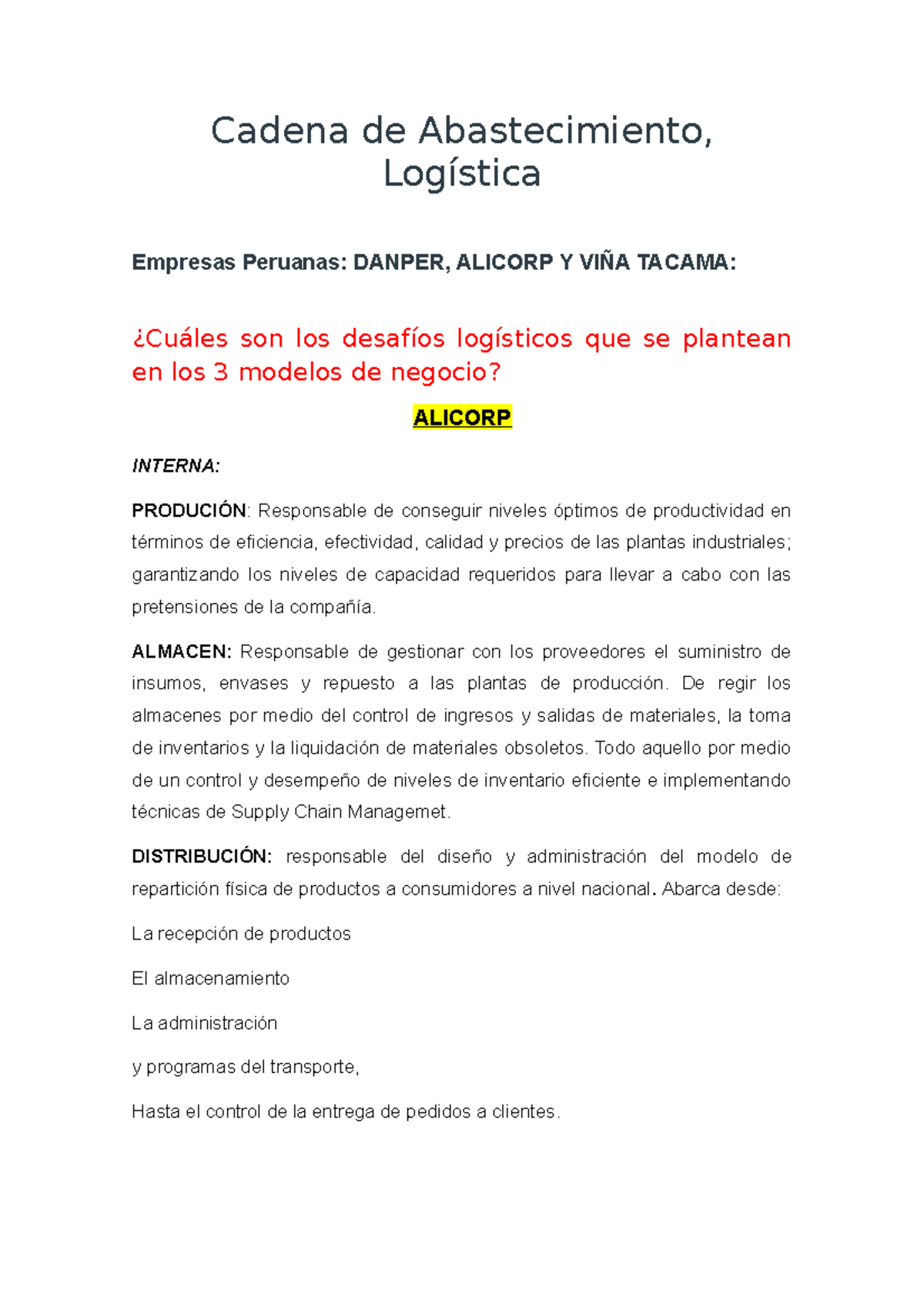 Cadena DE Abastecimiento, Logistica - Cadena de Abastecimiento ...