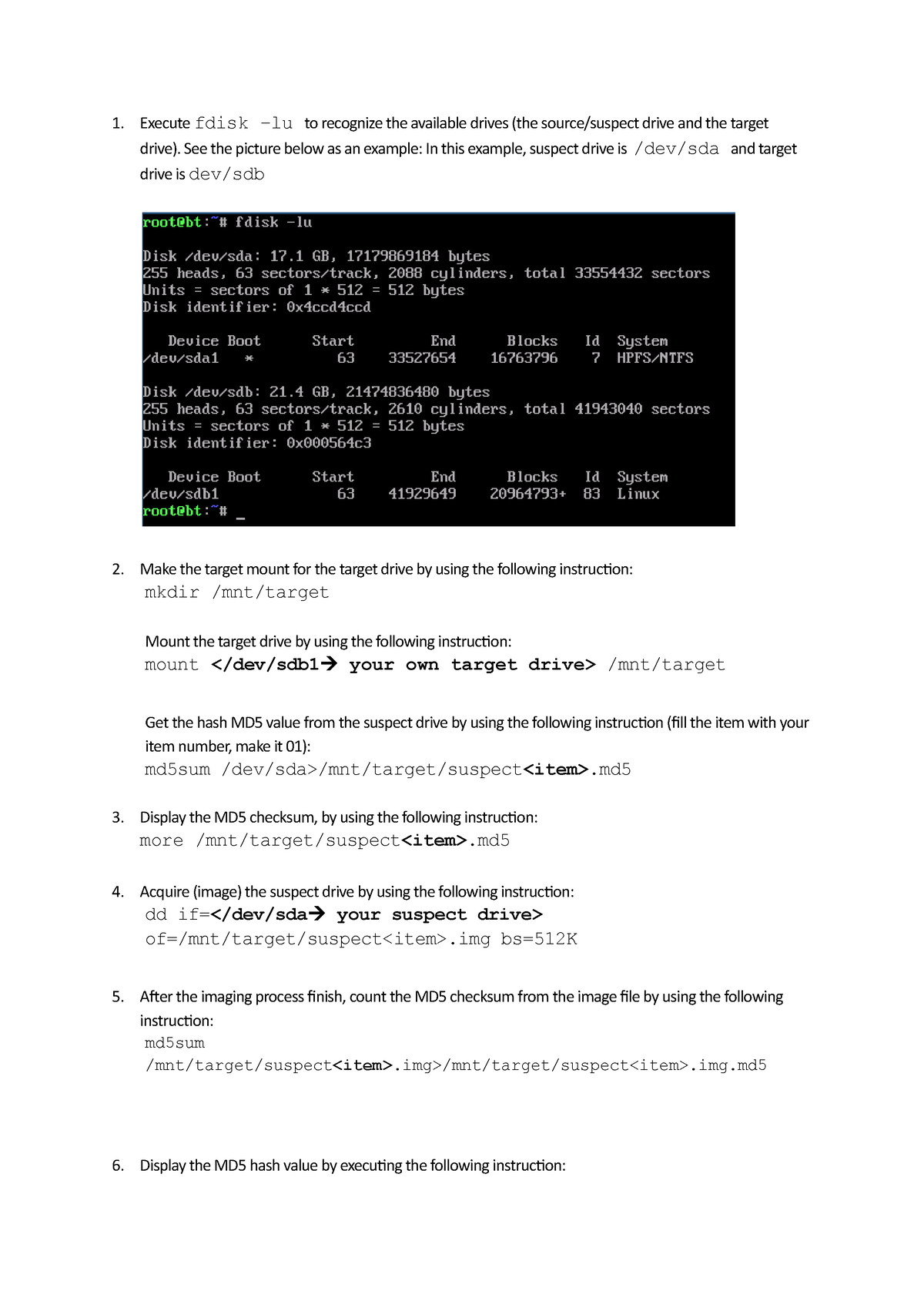 lab-1-akuisisi-dengan-dd-linux-1-execute-fdisk-lu-to-recognize-the