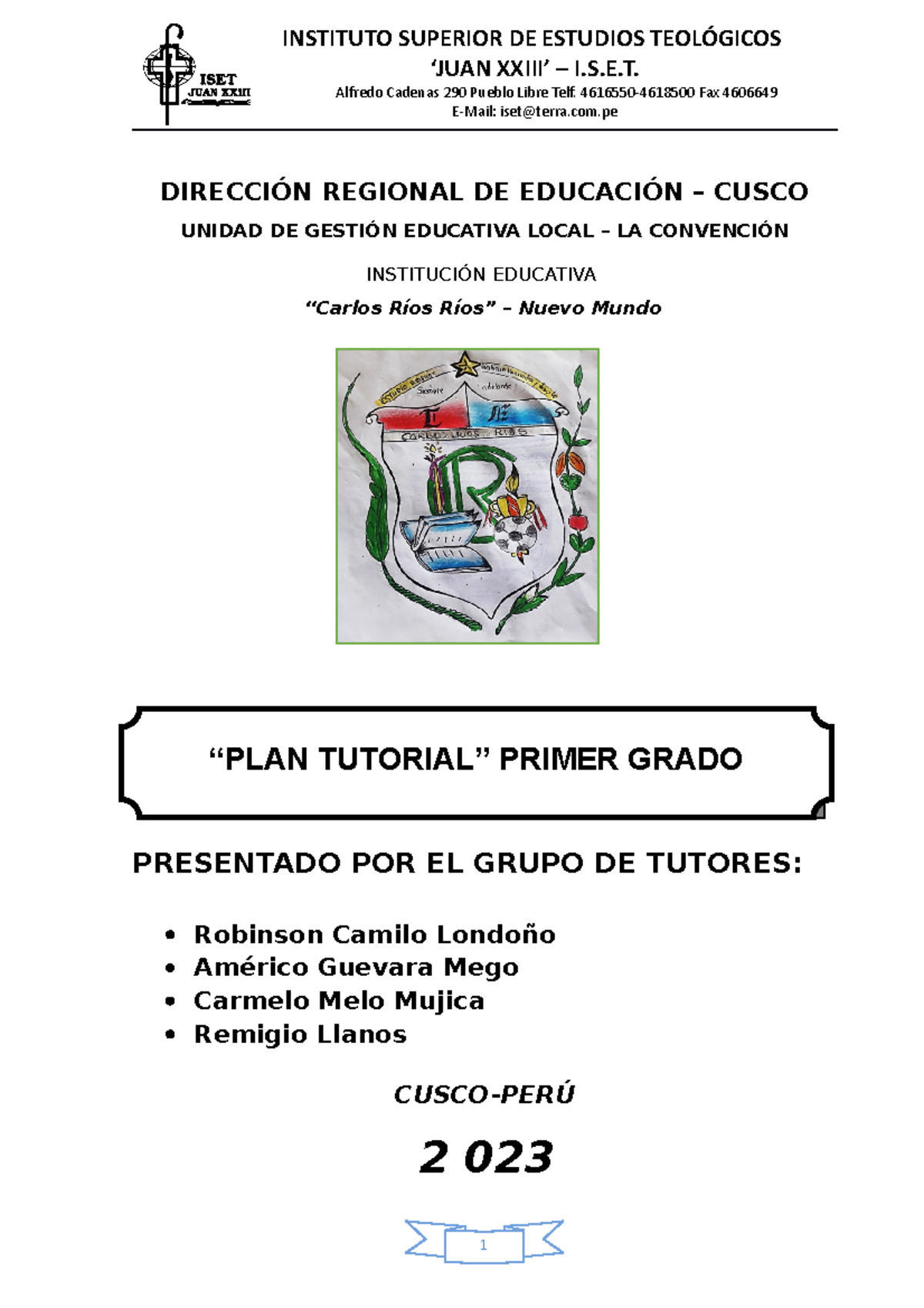 PLAN Tutorial%20 %202023%20completo 1 - INSTITUTO SUPERIOR DE ESTUDIOS ...