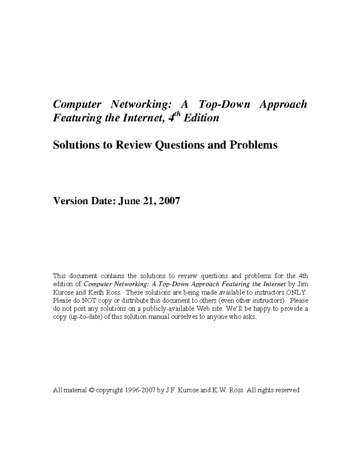 Computer Network Top-Down Fifth Edition solutionsChapter - Computer ...