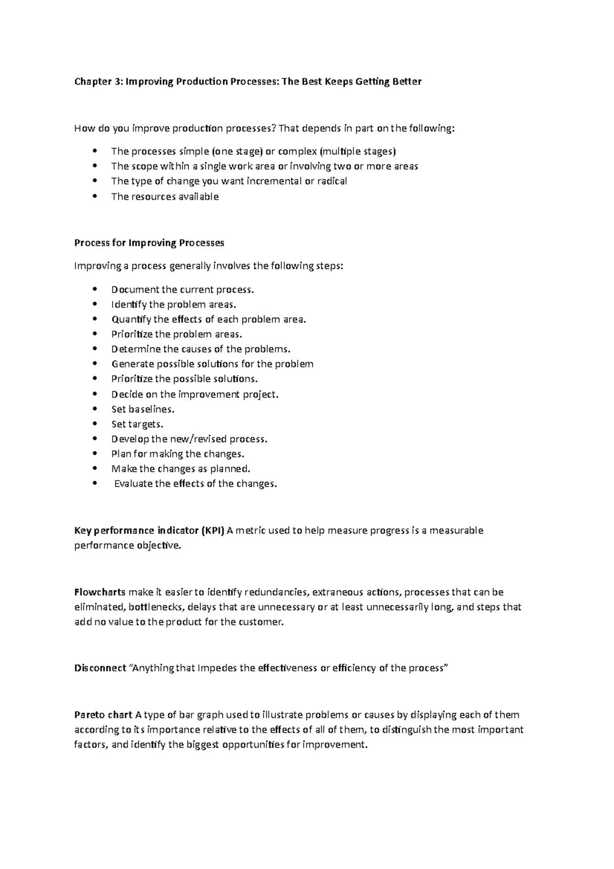 Chapter 3 OM - Easy - Chapter 3: Improving Production Processes: The ...