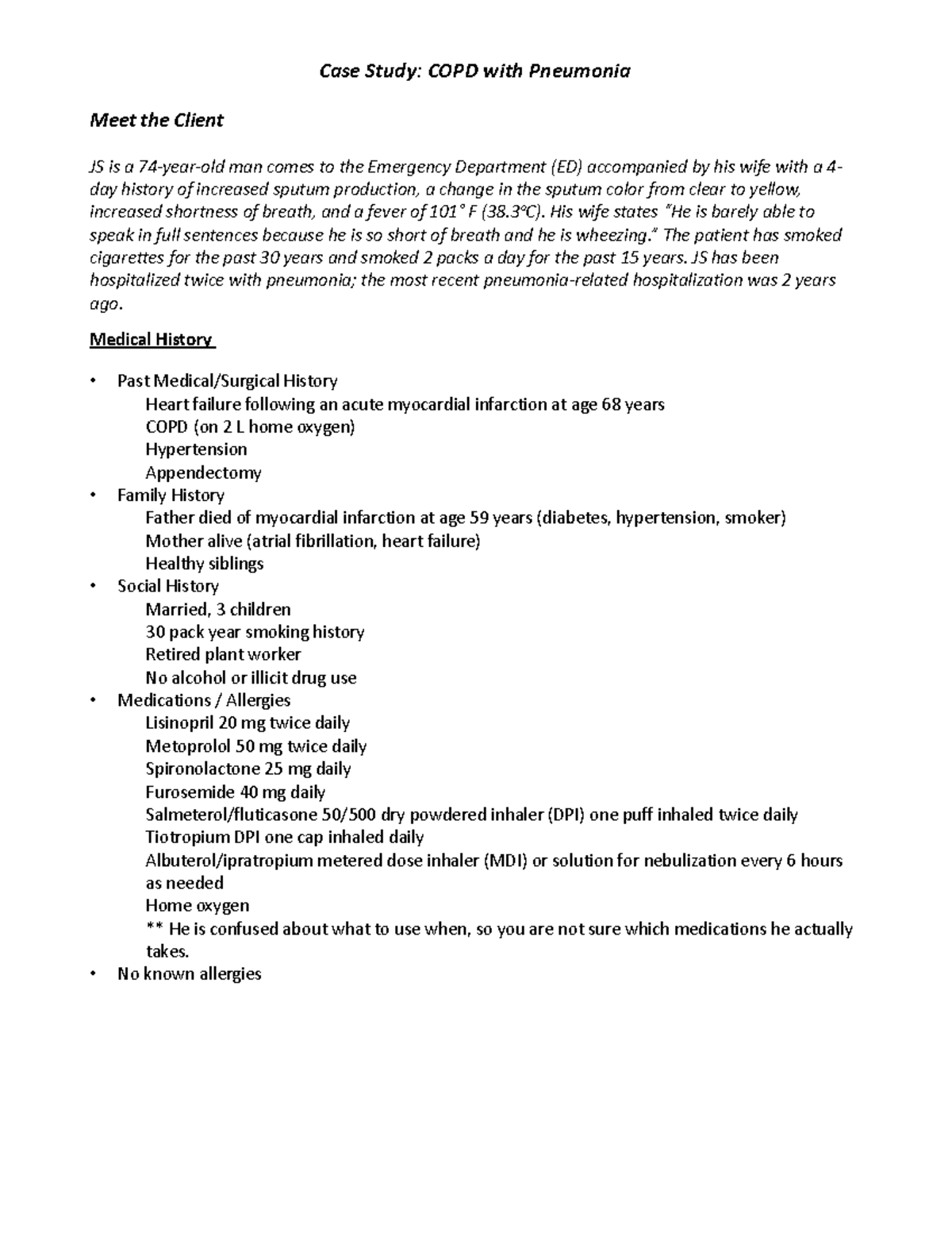 copd with pneumonia case study