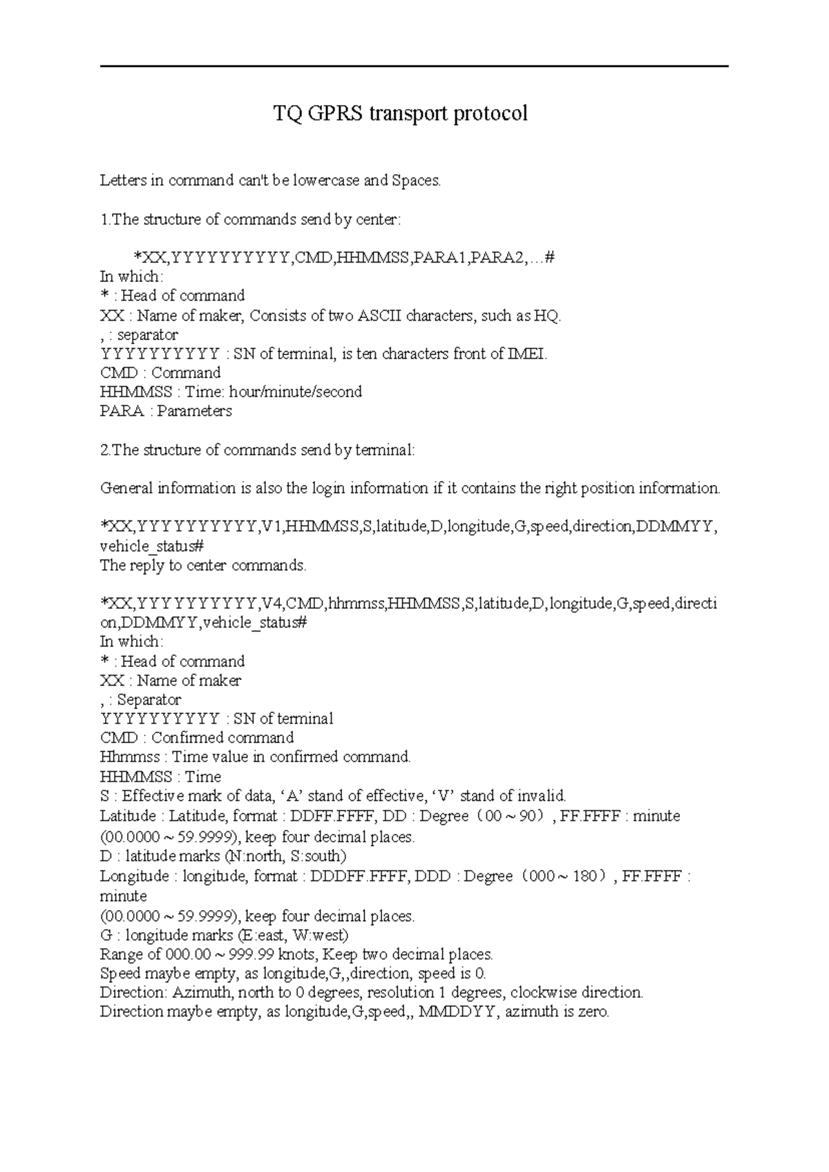 Sino Track - asdsadsa - TQ GPRS transport protocol Letters in command ...