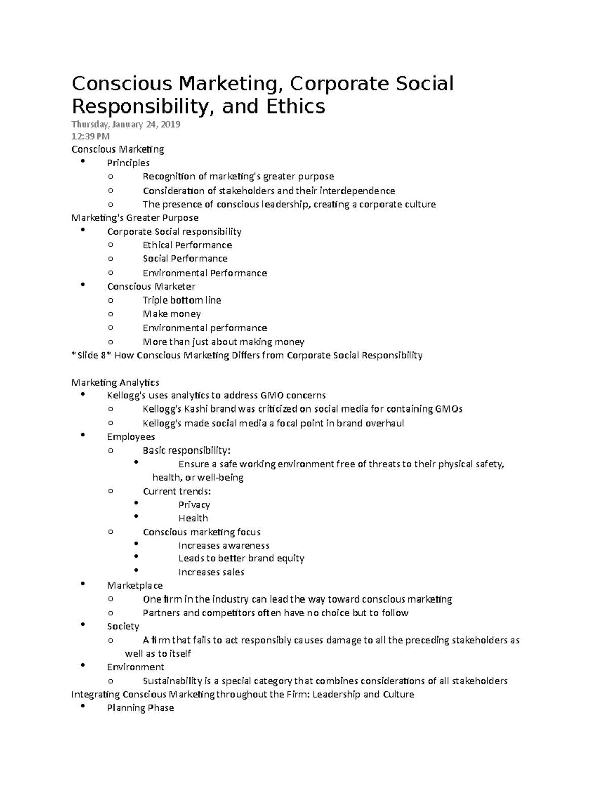 Marketing Chapter 3 Notes Conscious Marketing Corporate Social Responsibility And Ethics 7113