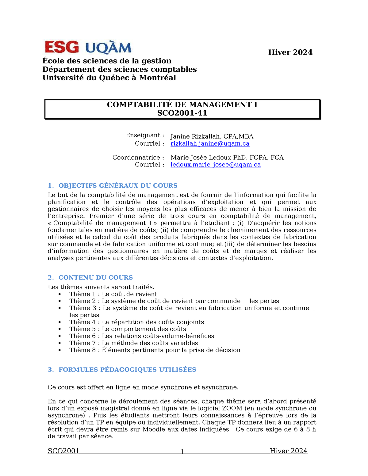 PDC SCO2001 gr 41 Hiv 2024 Hiver 2024 École des sciences de la