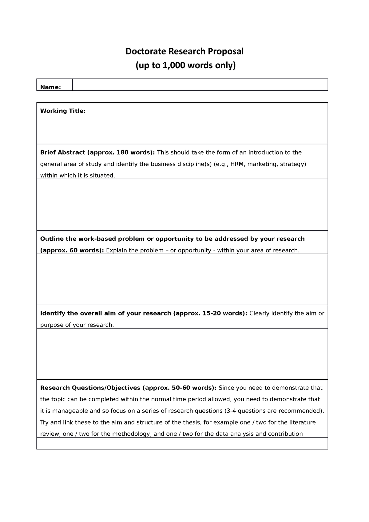 dba research proposal sample