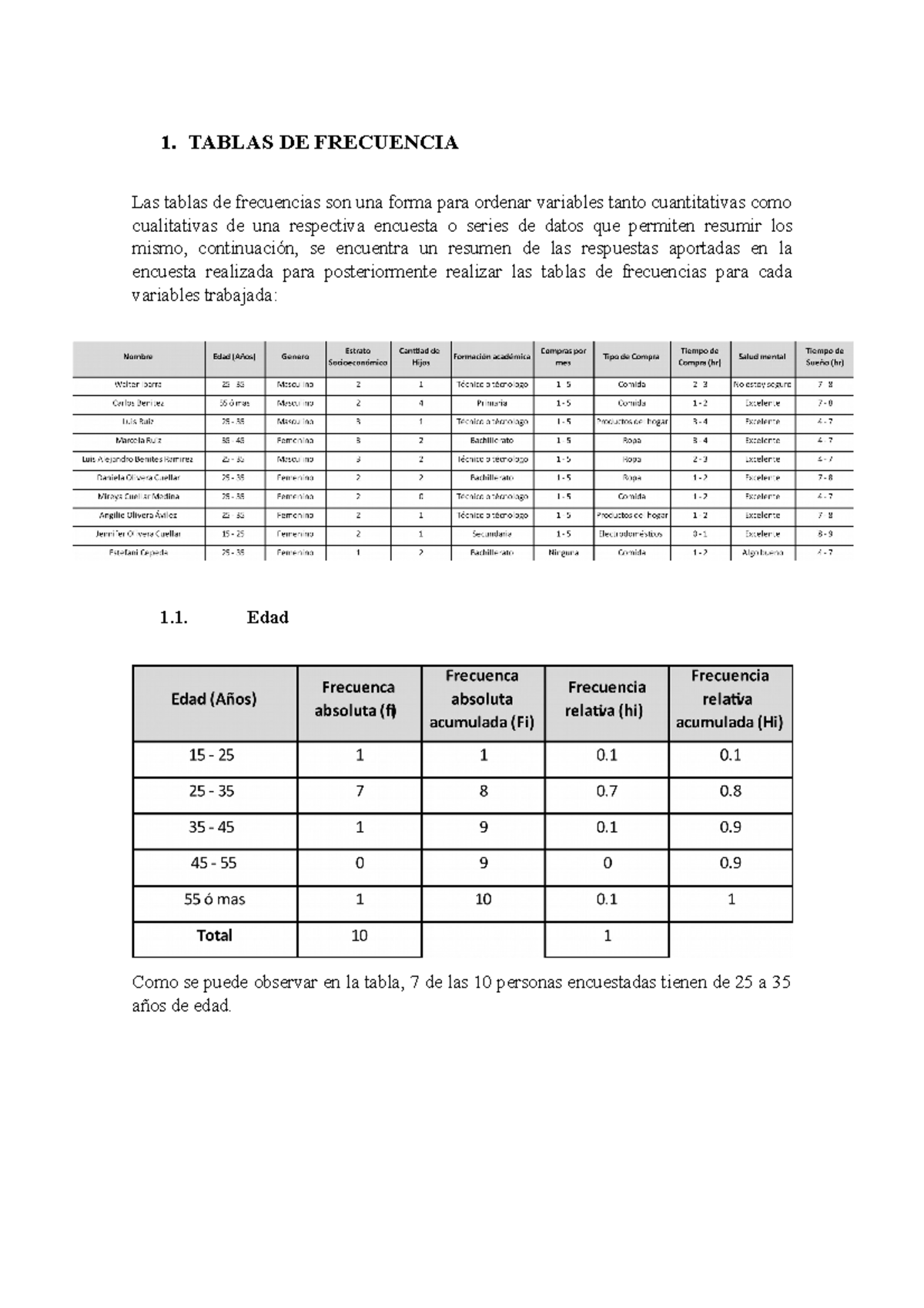 Tablas DE Frecuencia estadistica en psicologia 1. TABLAS DE