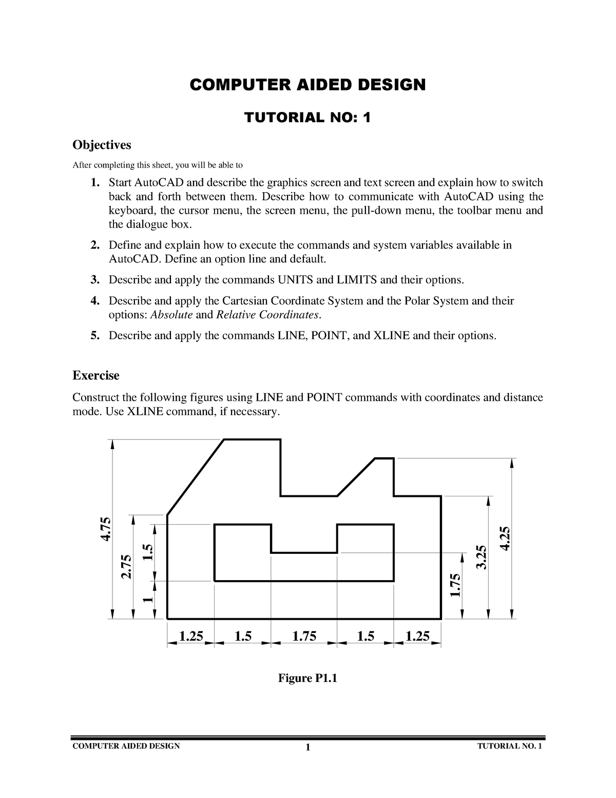 Cad-tutorial 1 - Autocad Tutorial - COMPUTER AIDED DESIGN TUTORIAL NO ...