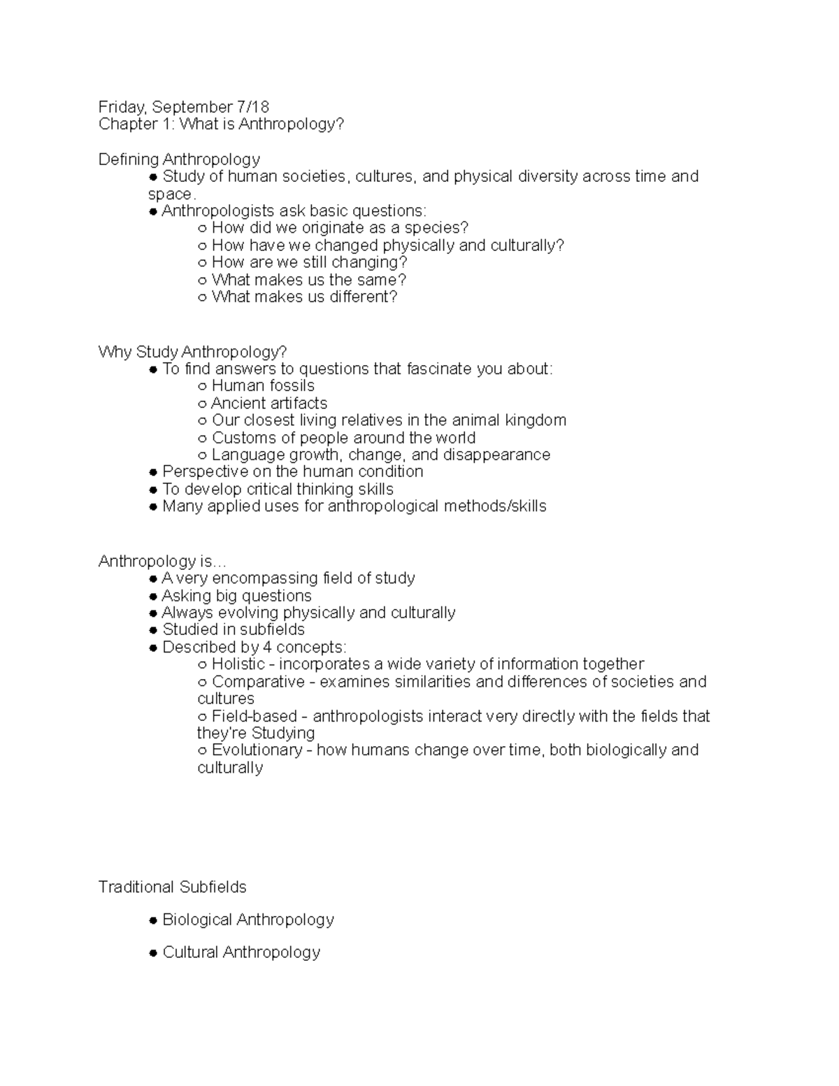 Anthr 101 - Midterm #1 Guide - Friday, September 7/ Chapter 1: What Is ...